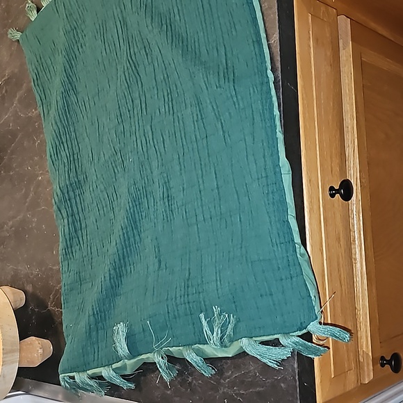 Final ! One Opalhouse jungalow dark teal aqua fringe pillow sham standard - Picture 3 of 8